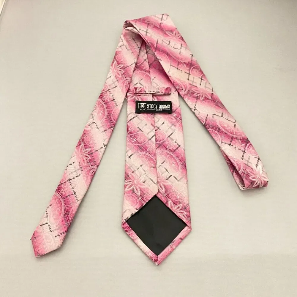 #5551 Stacy Adams Pink Paisley and Floral Necktie, Tie 59 x 3.5